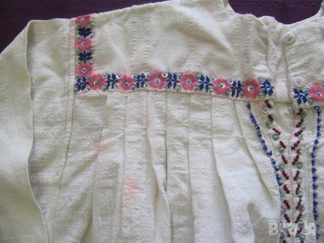 19 век Фолк Арт Женска Памучна Риза за Костюм, снимка 5 - Антикварни и старинни предмети - 35398569