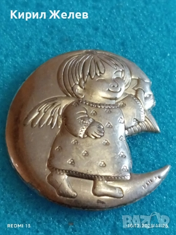 Сребърно бижу АНГЕЛЧЕ в ЛУНА много красив стилен дизайн 52442, снимка 3 - Колиета, медальони, синджири - 52719166