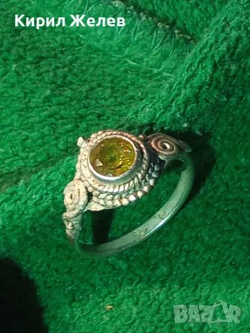 СТАР СКЪПЕЦЕНЕН СРЕБЪРЕН ПРЪСТЕН СРЕБРО 925 с РЪЧНО ФАСЕТИРАН НАТУРАЛЕН ПЕРИДОТ с ИНКЛУЗИИ 48621, снимка 17 - Антикварни и старинни предмети - 50136172