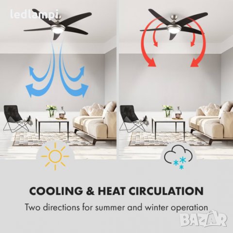 Вентилатор за таван 60W с лампа 2xE27 4перки 132cm, снимка 2 - Лампи за таван - 27945871