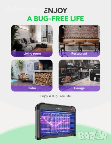 Електрическа LED лампа против комари и мухи 3800V с 3 UV LED крушки, снимка 7 - Друга електроника - 53093993