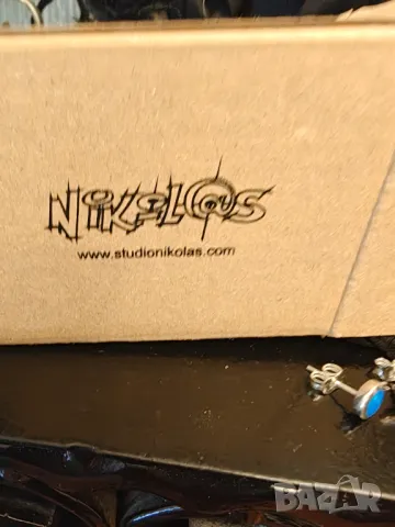 Nikolas Лот сребърни обеци  с малахит и опал , снимка 5 - Обеци - 48405733