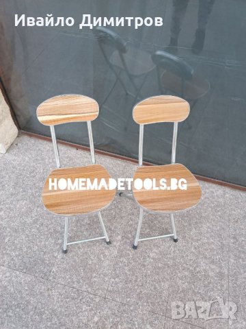 Градински комплект : Кръгла сгъваема маса с 2 сгъваеми стола, снимка 2 - Градински мебели, декорация  - 40620663