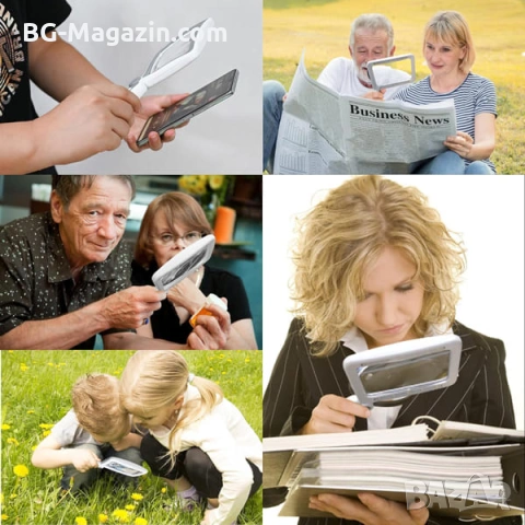 Акумулаторна правоъгълна увеличителна лупа с LED осветление ръчна за четене на книги USB зареждане, снимка 11 - Други инструменти - 53032179