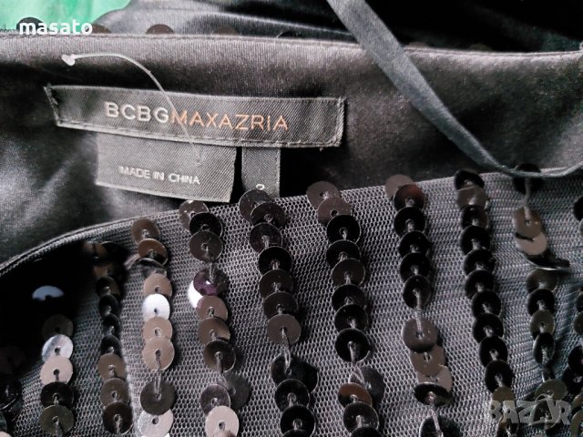 BCBG MAX AZRIA - черна рокля с пайети и тюл, снимка 3 - Рокли - 40531086