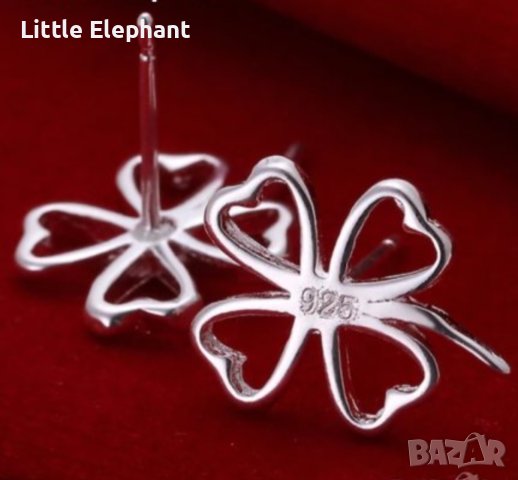 Сребърни обеци детелина,plein,колекция"Luck"/нови