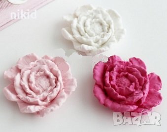 Среден Божур отворен силиконов молд форма декорация торта фондан шоколад гипс, снимка 2 - Форми - 37954601