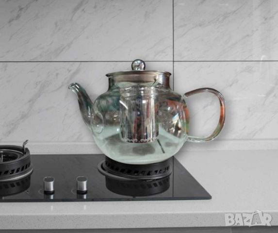 Прозрачен стъклен чайник с инфузер за кафе и чай, снимка 4 - Други - 44881012
