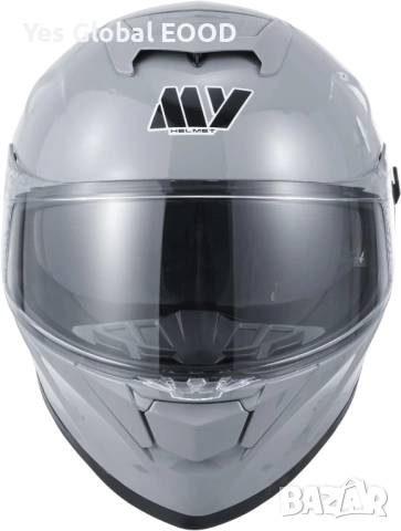MY-936 пълнолицева каска с визьор, ECE 22.06, сива, L N7, снимка 8 - Аксесоари и консумативи - 51910943