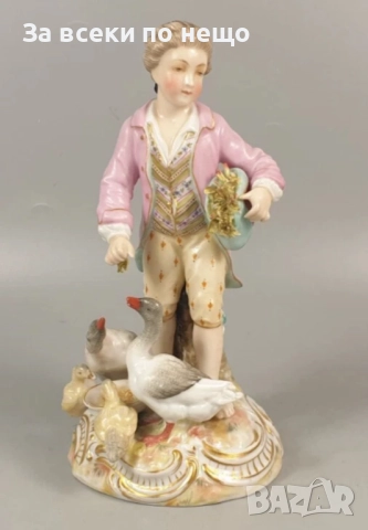 Volkstedt  Germany  Circa 1894  – Triebner Ens & Eckert “Boy with Geese” “Код P1734, снимка 3 - Декорация за дома - 52978476