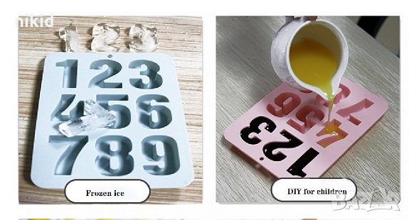 Едри дебели числа цифри дълбок силиконов молд форма калъп фондан шоколад гипс сапун , снимка 3 - Форми - 33392470