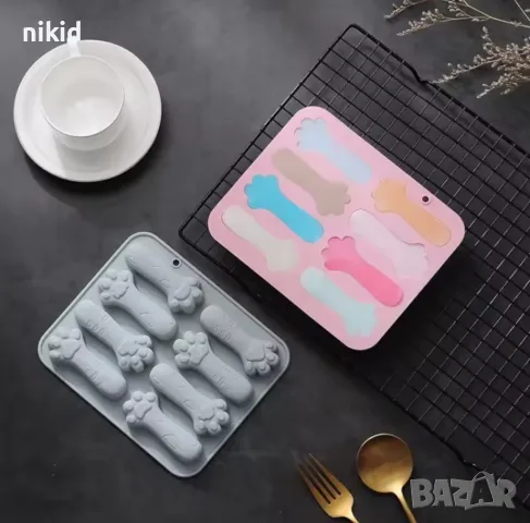 8 котешки лапи лапа котешка лапа коте бишкоти силиконов молд форма фондан бисквитки шоколад бонбони, снимка 2 - Форми - 48360061