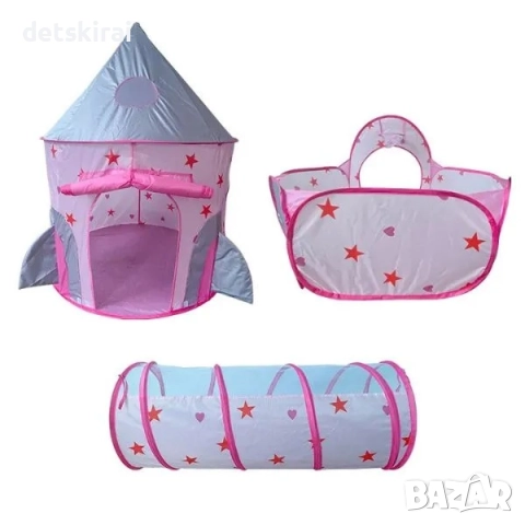 Палатка с тунел и басейн + топки за игра  , снимка 4 - Образователни игри - 51783438