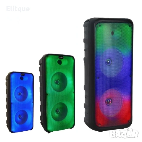 Безжична RGB тонколона – 2×8″ говорителя, Bluetooth, 1200 W, батерия 3000 mAh, снимка 4 - Тонколони - 53187357
