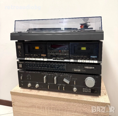🔊Ретро аудио система - сет TECHNICS - усилвател, двукасетъчен дек, тунер и грамофон + опция колони