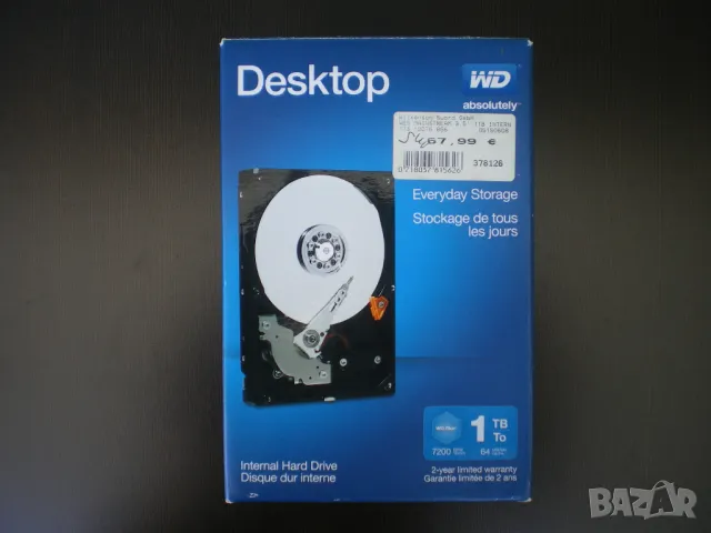 Хард диск 1TB Western Digital WD10EZEX, SATA 6Gb/s, 7200rpm, 64MB кеш, 3.5"