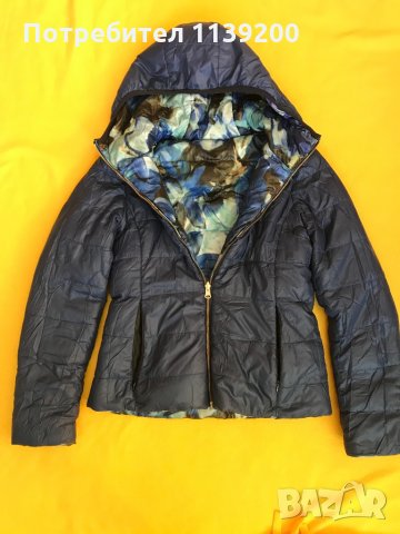 Италианско олекотено яке S/M пролет есен с две лица двулицево пъстро индиго тюркоаз, снимка 9 - Якета - 34913931