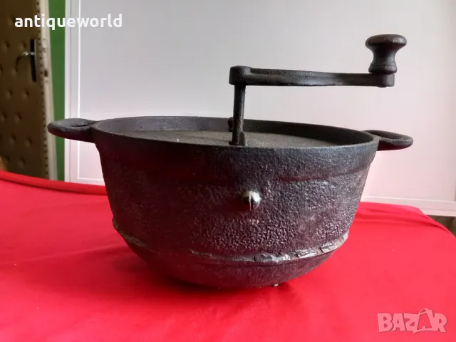 19 Век Стар Чугунен Съд за Печене На КАФЕ 19Век, снимка 2 - Антикварни и старинни предмети - 50121762