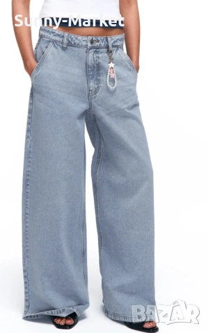 Дамско модерно дънки с широк крачол, снимка 3 - Дънки - 53506001