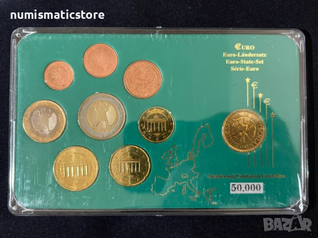 Германия 2002 F - Евро сет от 1 цент до 2 евро + 1 дойче марка 1981 UNC, снимка 2 - Нумизматика и бонистика - 51392558