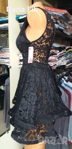 Черна дантелена рокля, снимка 3 - Рокли - 33684242