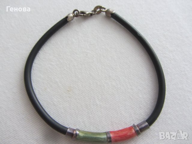 Дамска,мъжка сребърна гривна с емайл, снимка 2 - Гривни - 37188322