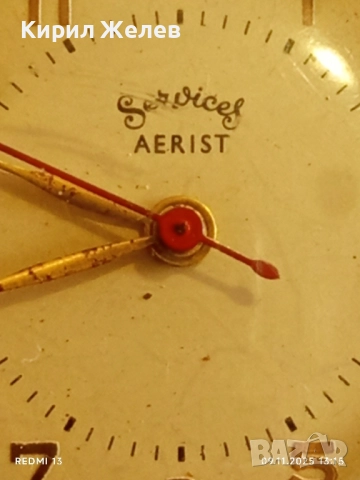 Стар механичен часовник мъжки Services Aerist made in England работи 51478, снимка 3 - Антикварни и старинни предмети - 52350373