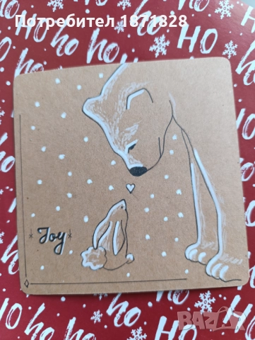 Ръчно рисувани коледни картички, снимка 7 - Коледни подаръци - 52499715
