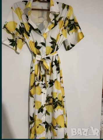 Дълга рокля на лимони, снимка 3 - Рокли - 51603676