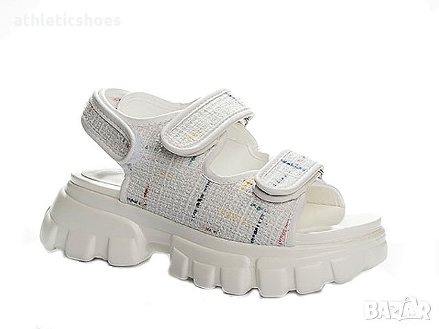 Дамски сандали на платформа в бяло-928-, снимка 2 - Сандали - 32121120