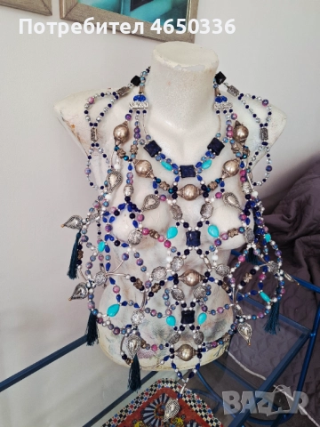 Много голямо етно колие за тяло, уникат, снимка 3 - Колиета, медальони, синджири - 52523756