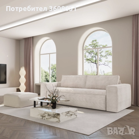 JOAN Express Разтегателен диван, кадифе - матрак Dunlopillo 160 см