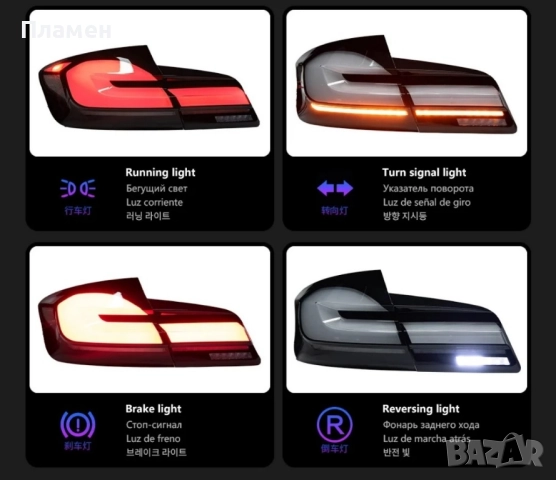 Тунинг стопове BMW 5 F10 F11 F18 2011 - 2017 г. визия на G серия DRL, снимка 6 - Части - 52357032