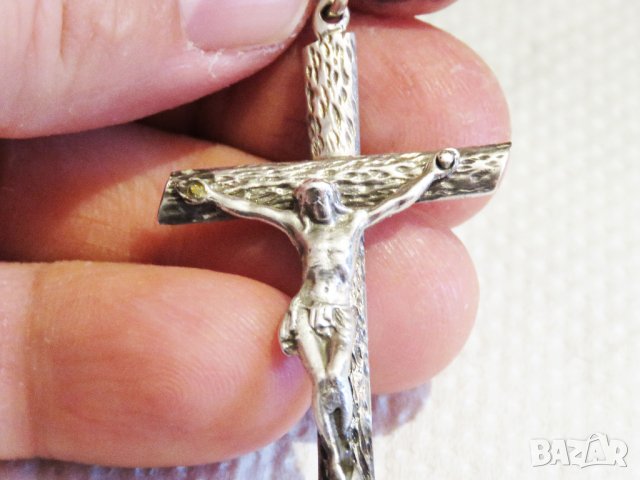 сребърен кръст разпятие Христово Исус Христос и сребърен синджир сребро, снимка 5 - Колиета, медальони, синджири - 32301605