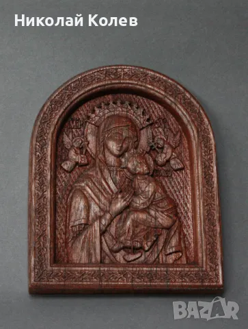 Икона-дърворезба "Богородица", снимка 2 - Други ценни предмети - 47786100