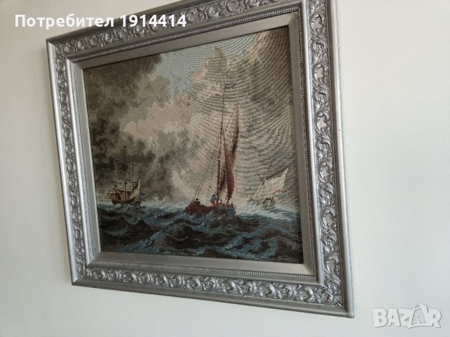 Гоблен "Развълнуваното езеро" Вилер, снимка 5 - Гоблени - 39389600