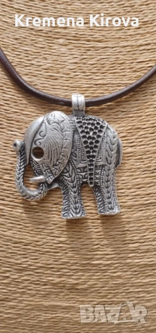 Дамско колие Слон. С естествена кожа. С гривна. Бижута Луди гъби., снимка 3 - Бижутерийни комплекти - 50683151