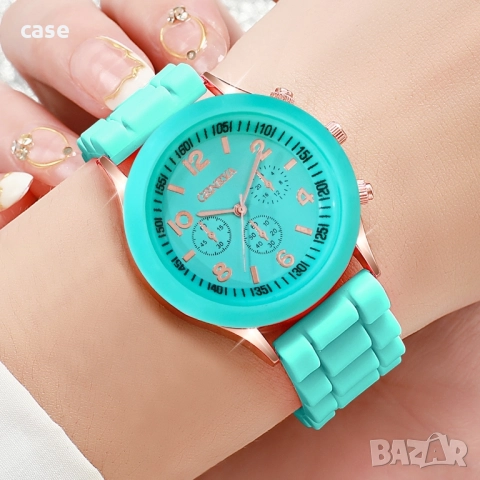 Часовник ,лек и удобен с силиконова каишка 5цвята, снимка 5 - Чанти - 51605645