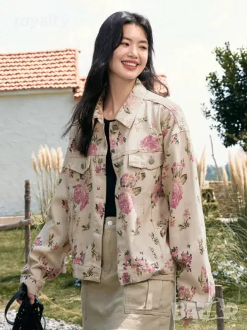 Яке от дънков плат с флорална шарка и копчета 🍋, снимка 5 - Якета - 49206062