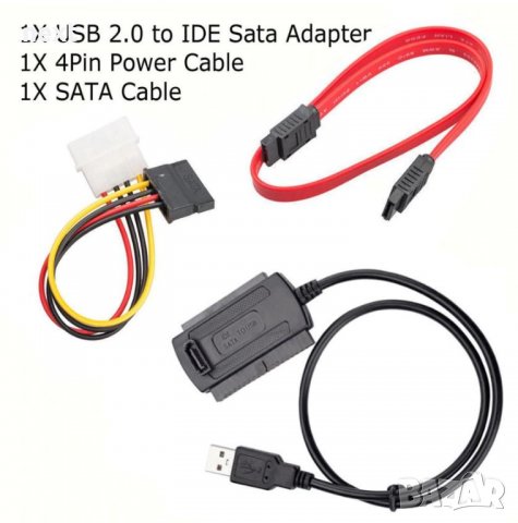 USB Кабел за връзка към диск 2.5"/3.5" SATA/IDE HDD/DVD/SSD + Гаранция в  Кабели и адаптери в гр. Бургас - ID26558109 — Bazar.bg
