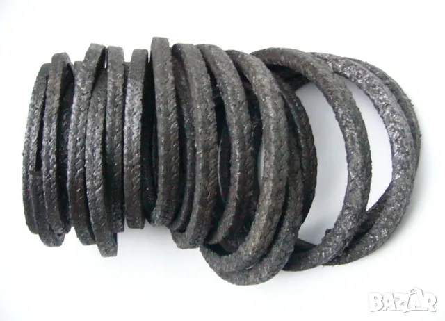 Оригинал Руска Лоена Графитна НАБИВКА кв.10 мм Руло СССР индустриален Уплътнител тип въже БАРТЕР, снимка 2 - Други машини и части - 49803760