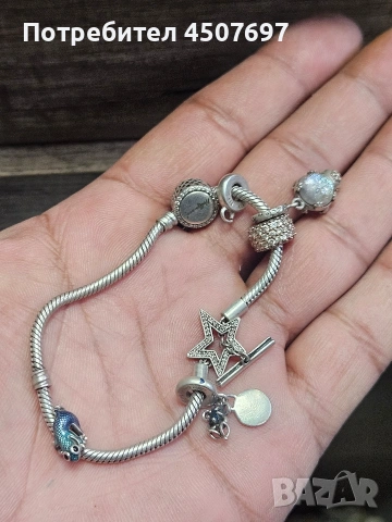 Сребърна гривна Пандора, снимка 7 - Бижутерийни комплекти - 53029679