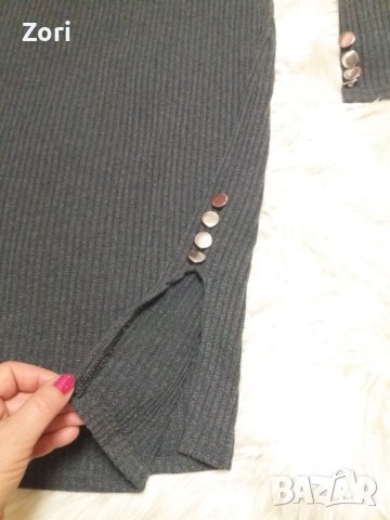 СТРАХОТНА рокля по тялото в цвят графит от много еластично и много фино плетиво , снимка 5 - Рокли - 43567229