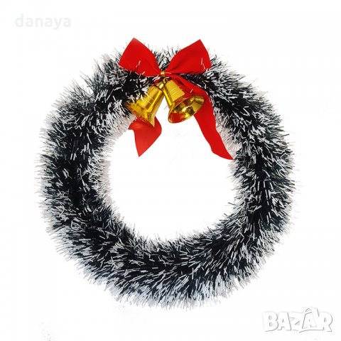 2547 Коледен венец с две камбанки и панделка, 2 размера