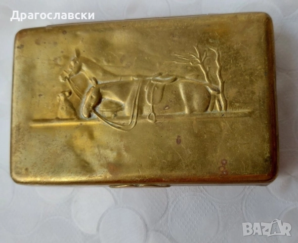 Табакери: Стара посребрена табакера, руска с лос, месингова с коне, снимка 16 - Други - 42511050