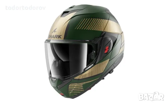 Модуларна Отваряема мото каска за мотор SHARK OXO SIKTER Green/Golden, снимка 1