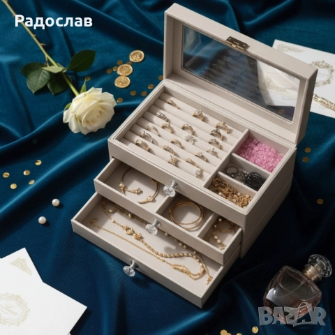 Органайзер за бижута с три чекмеджета – Multi functional Jewelry Storage Box., снимка 2 - Декорация за дома - 51806463