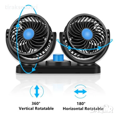 Двоен вентилатор за автомобили, джипове, бусове, камиони 4.3 инча 24V, снимка 4 - Аксесоари и консумативи - 50074193