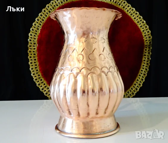 Медна кана,халба,кована чиста червена мед. , снимка 6 - Антикварни и старинни предмети - 51266046