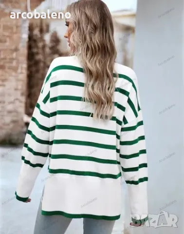 Дамски ежедневен раиран плетен пуловер, 5цвята , снимка 12 - Блузи с дълъг ръкав и пуловери - 48005679